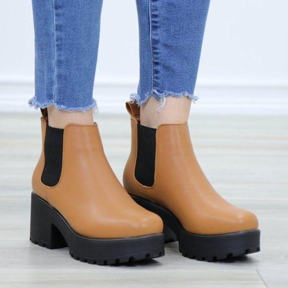 Chunky 90s Grunge Heel lug Platform booties - Picture 3 of 12